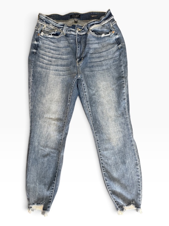 Judy Blue Denim - Judy Blue Light Blue Washed Skinny Fit Distressed Jeans - 14W
